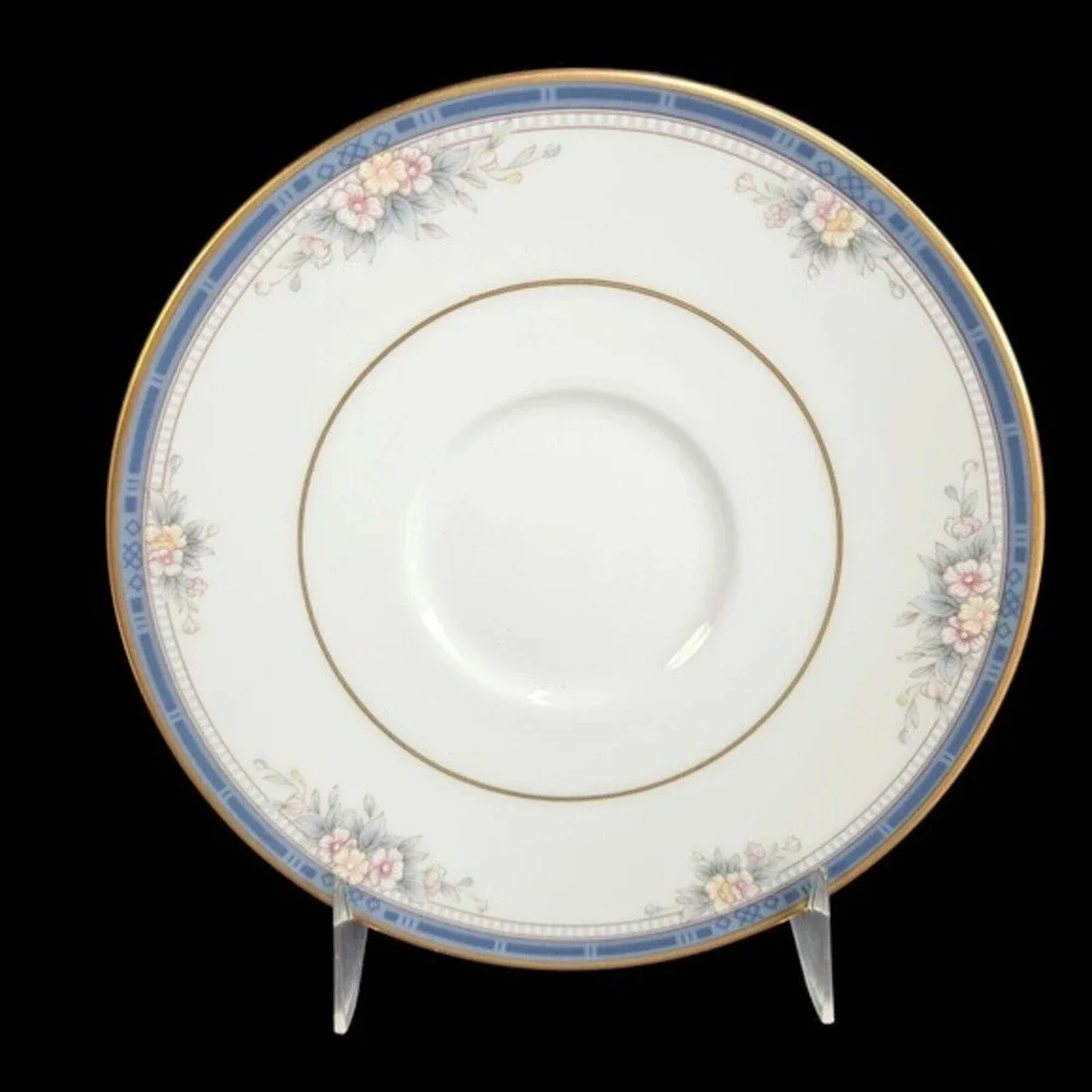 Noritake Ontario Saucers Set of 6 Blue Band Pink‎ Flowers 3763 Replacement